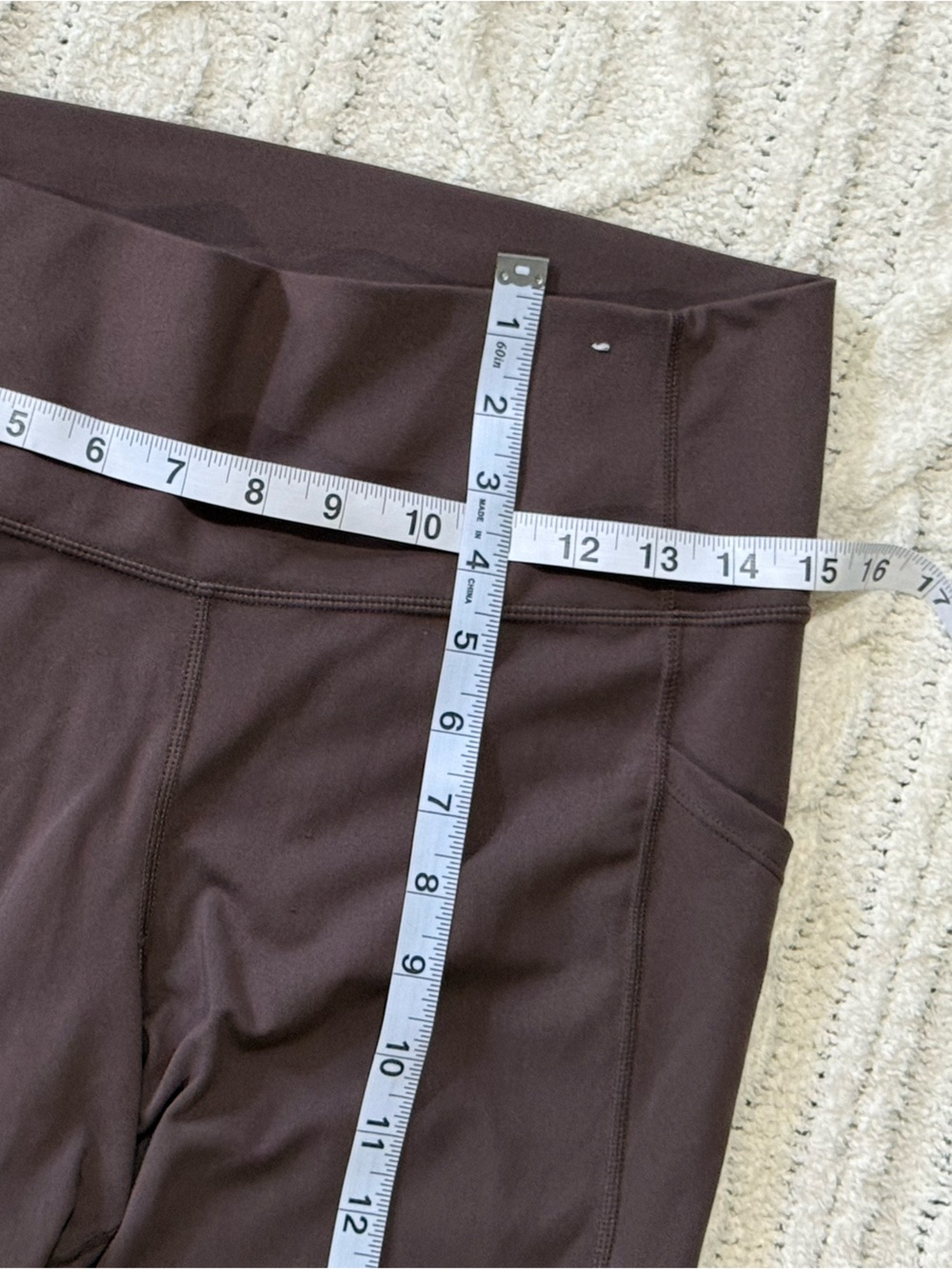 GapFit Sky High Studio Pocket Leggings Brown High Rise Yoga Athletic Pants Large - Picture 7 of 16